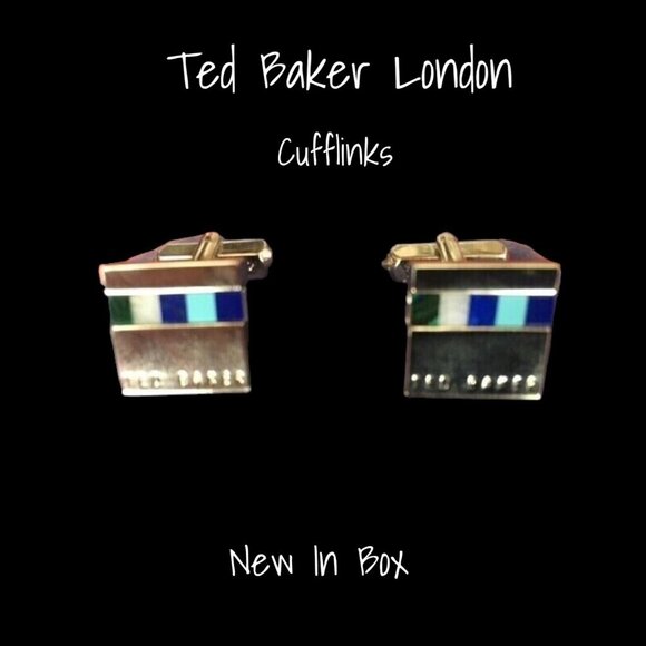 Ted Baker London Metal Square Cufflinks with Semi-Precious Stones New In Box - Picture 1 of 5